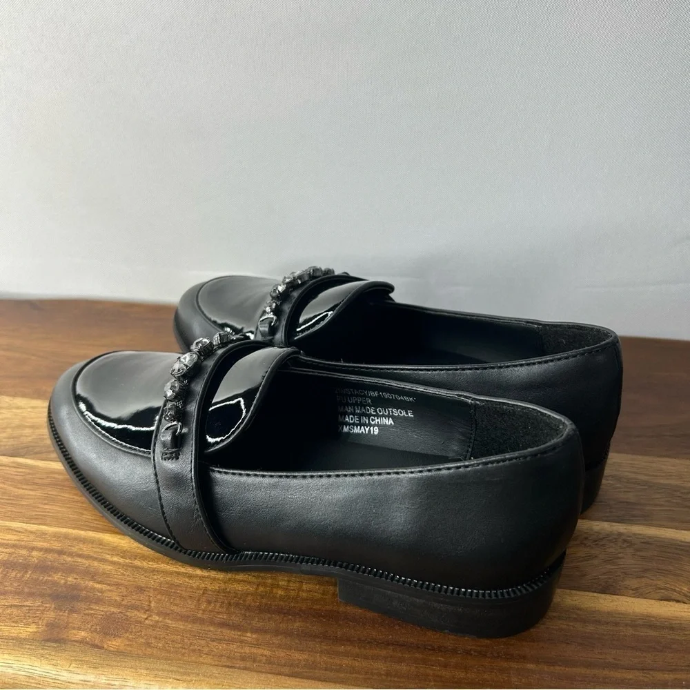 BCBG Girls Shoes Girls 2 Black Loafers Stacy Classic Chic Rhinestones Party Pics